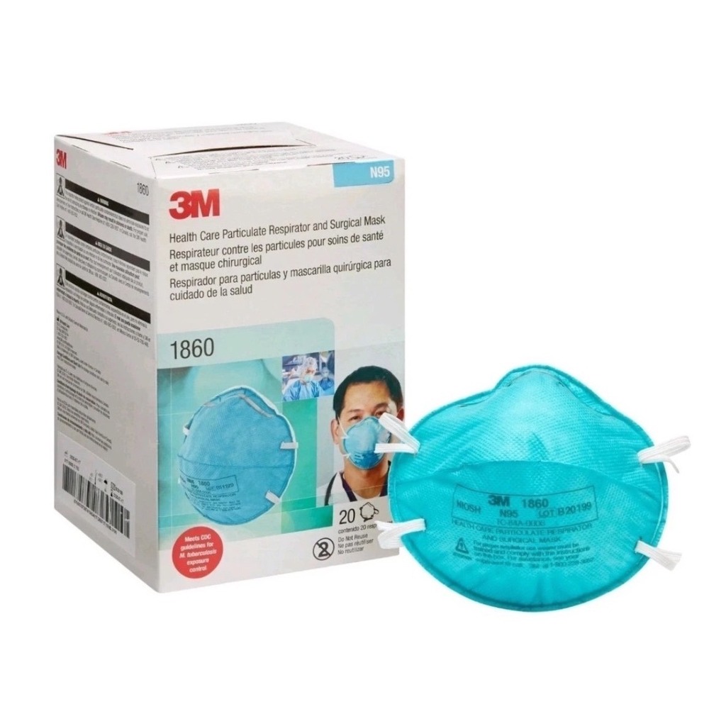 3M 1860 N95 Health Care Particulate Respirator and Surgical Mask Teal 20 Count